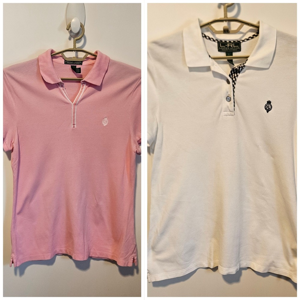 Ralph Lauren Active Mens Polo Shirts Pink White Size Large Frat Preppy Nantucket